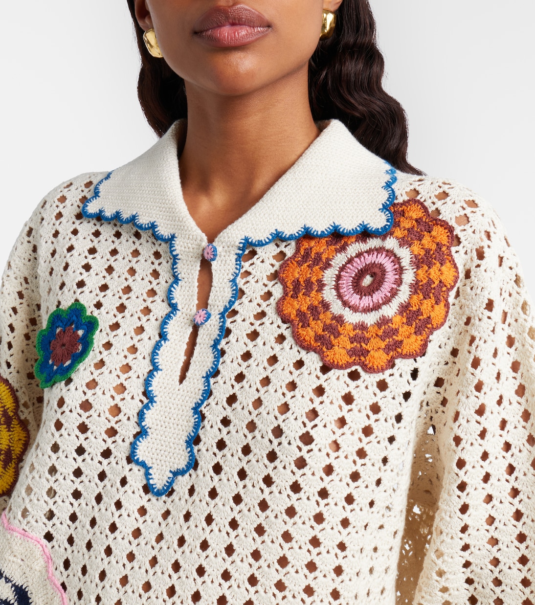 Elma crochet embroidered cotton kaftan | Alémais