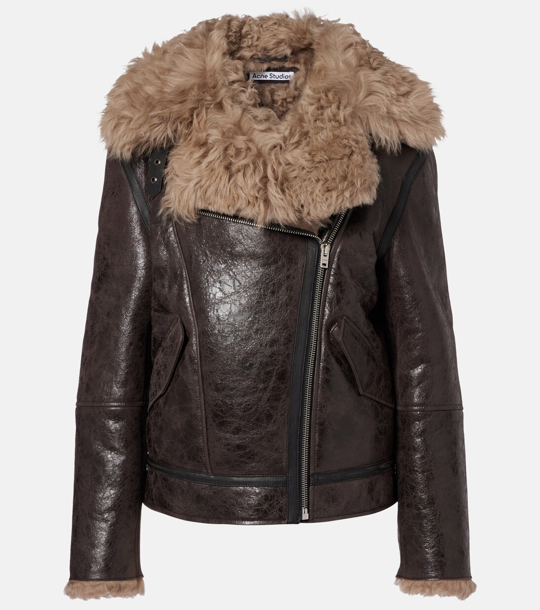 Shearling-trimmed leather jacket | Acne Studios