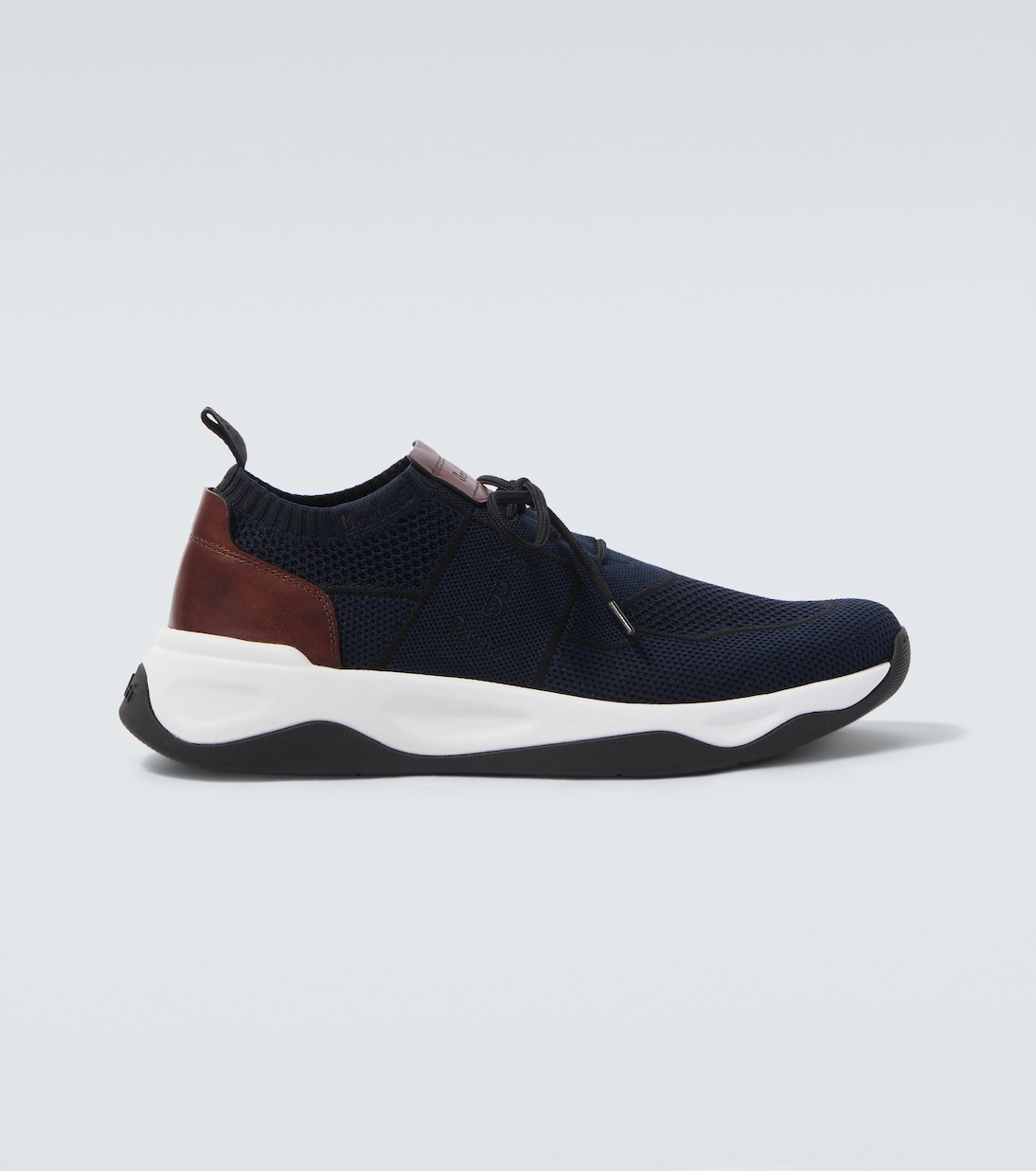 Shadow leather-trimmed knitted sneakers | Berluti