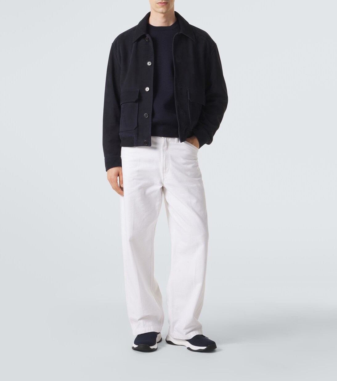 Shadow leather-trimmed knitted sneakers | Berluti