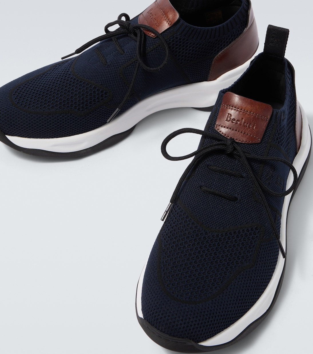 Shadow leather-trimmed knitted sneakers | Berluti