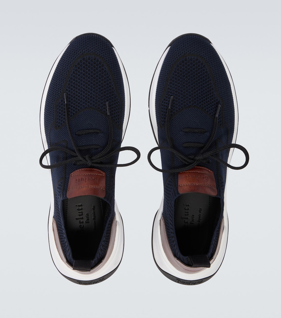 Shadow leather-trimmed knitted sneakers | Berluti