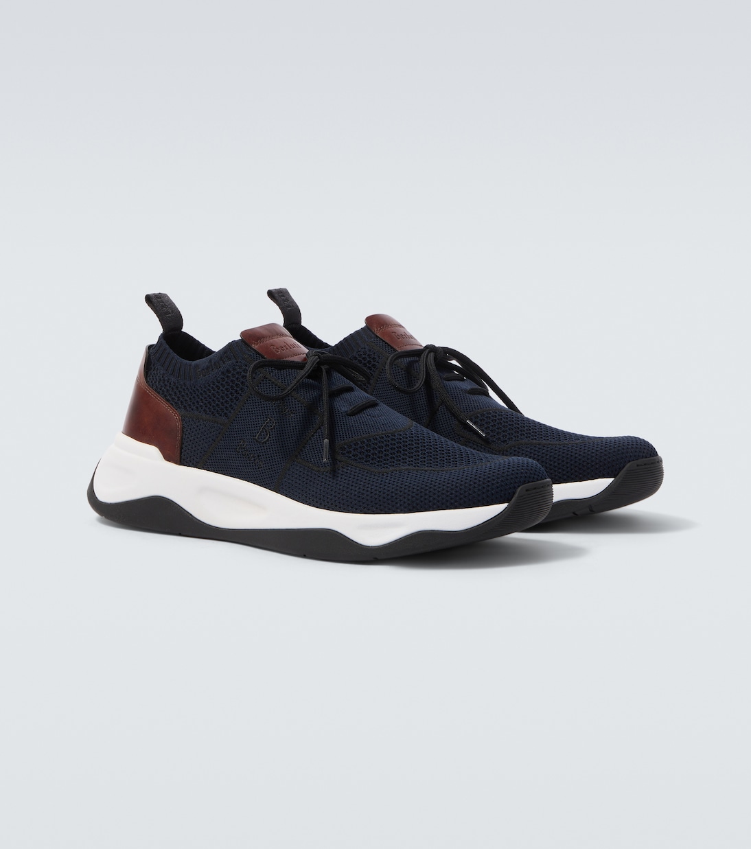 Shadow leather-trimmed knitted sneakers | Berluti