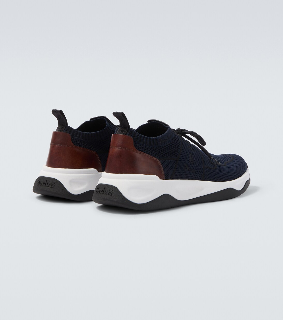 Shadow leather-trimmed knitted sneakers | Berluti
