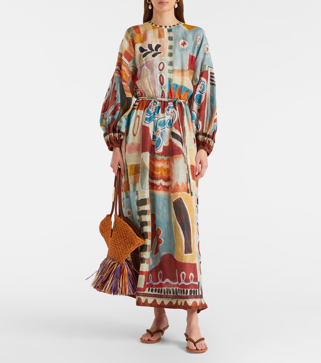 x LRNCE Michelle printed ramie midi dress | Alémais