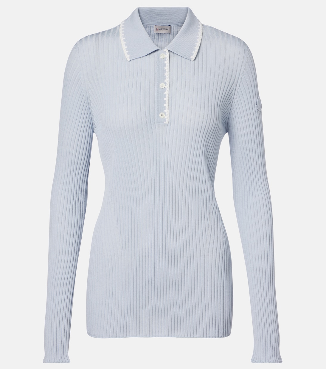 Ribbed-knit virgin wool polo sweater | Moncler