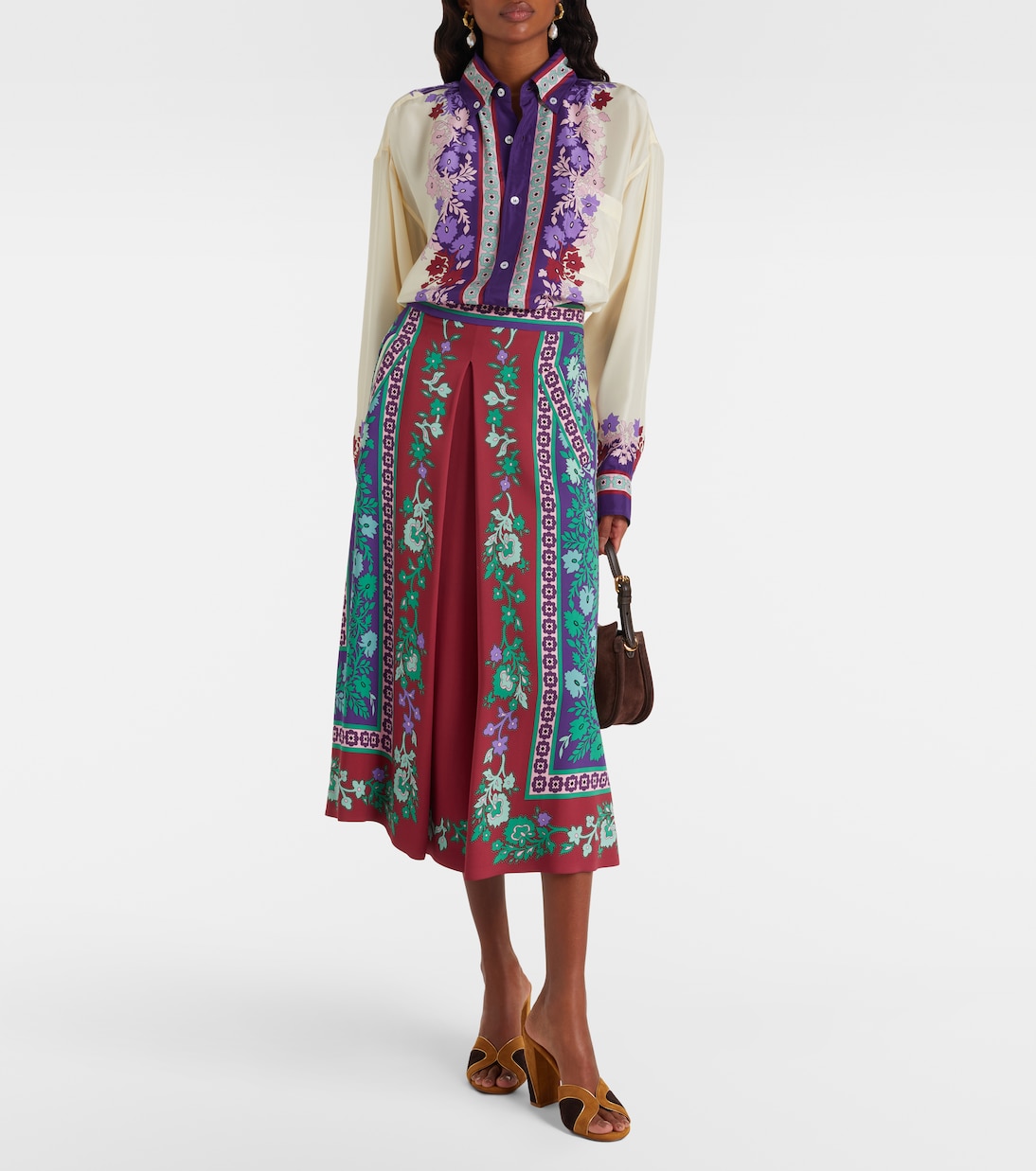 Santa Monica printed satin midi skirt | La DoubleJ