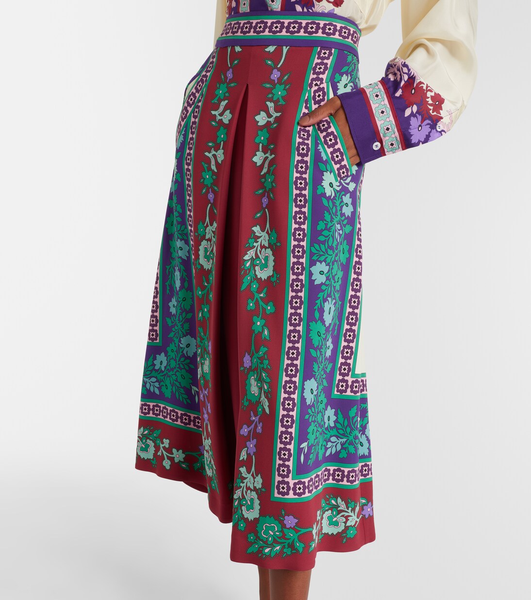 Santa Monica printed satin midi skirt | La DoubleJ