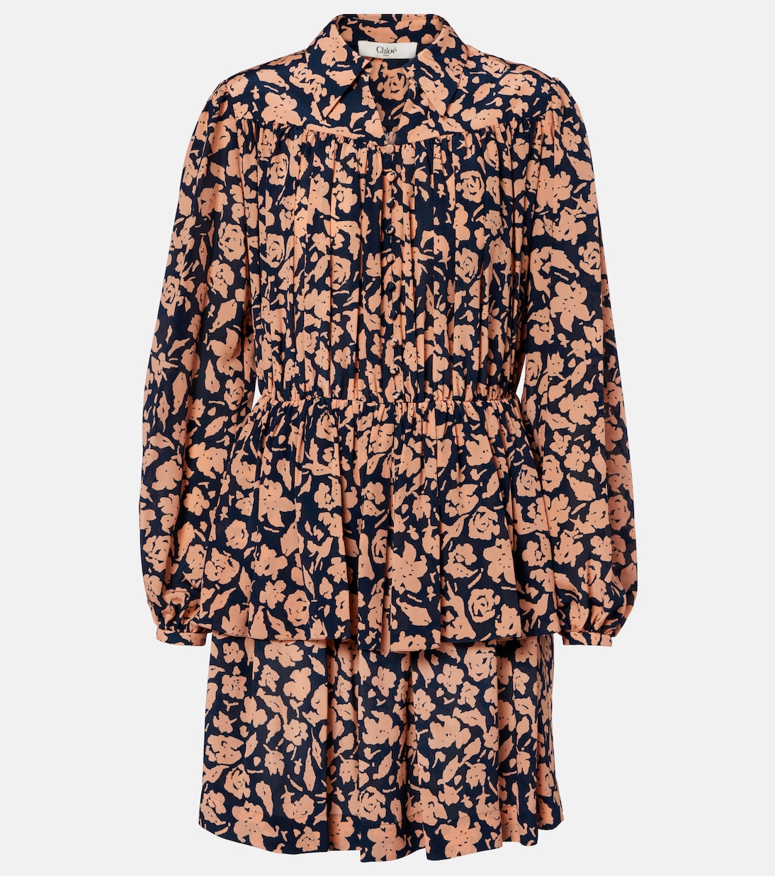 Floral gathered silk minidress | Chloé