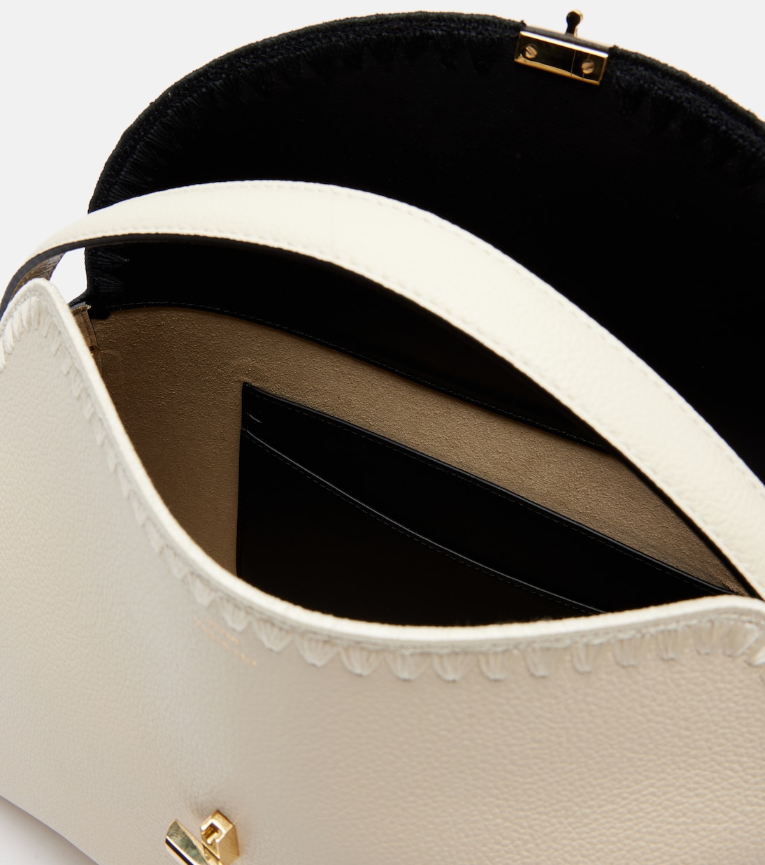 Bestickte Tote Bag T-Lock aus Leder | Toteme