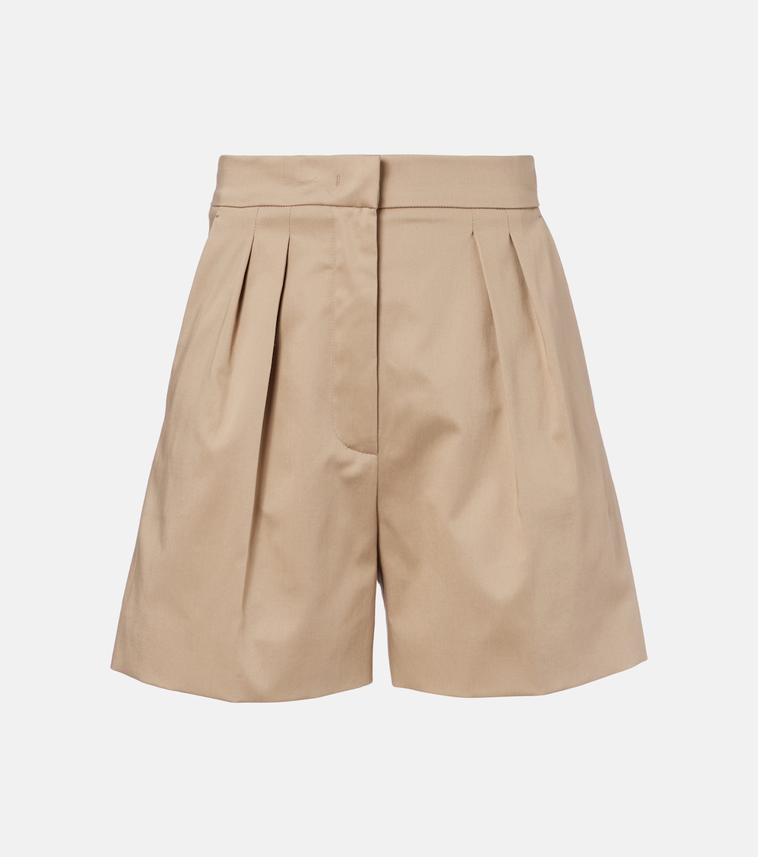 Tabacco pleated cotton-blend shorts | Max Mara