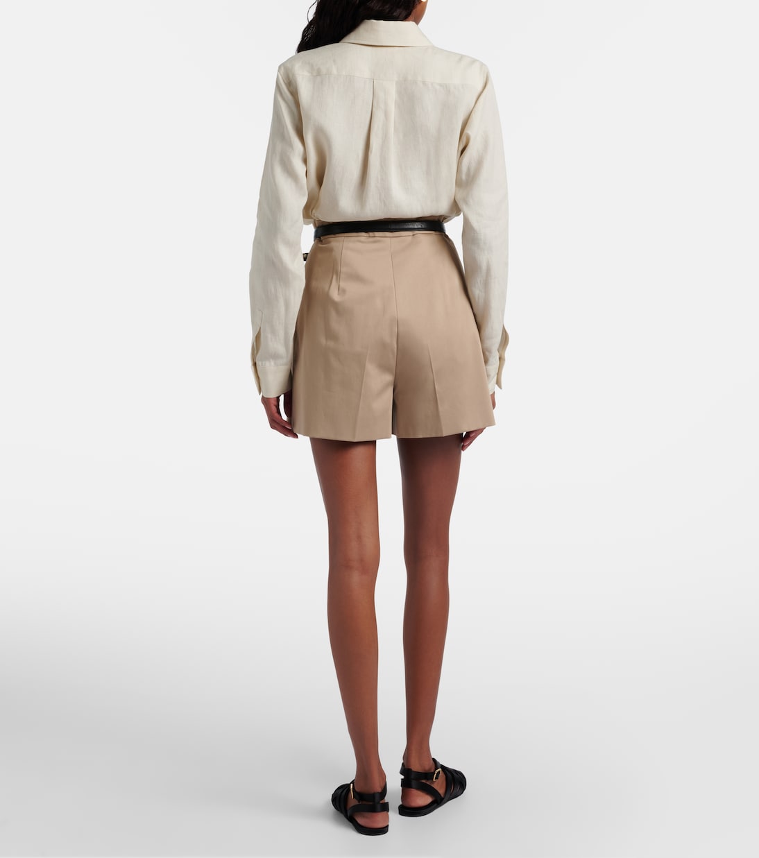 Tabacco pleated cotton-blend shorts | Max Mara