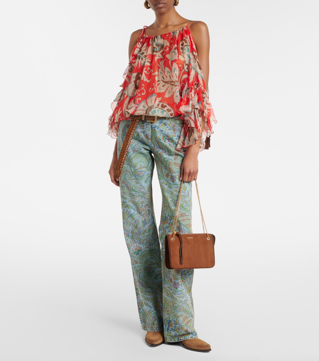 Small suede crossbody bag | Etro