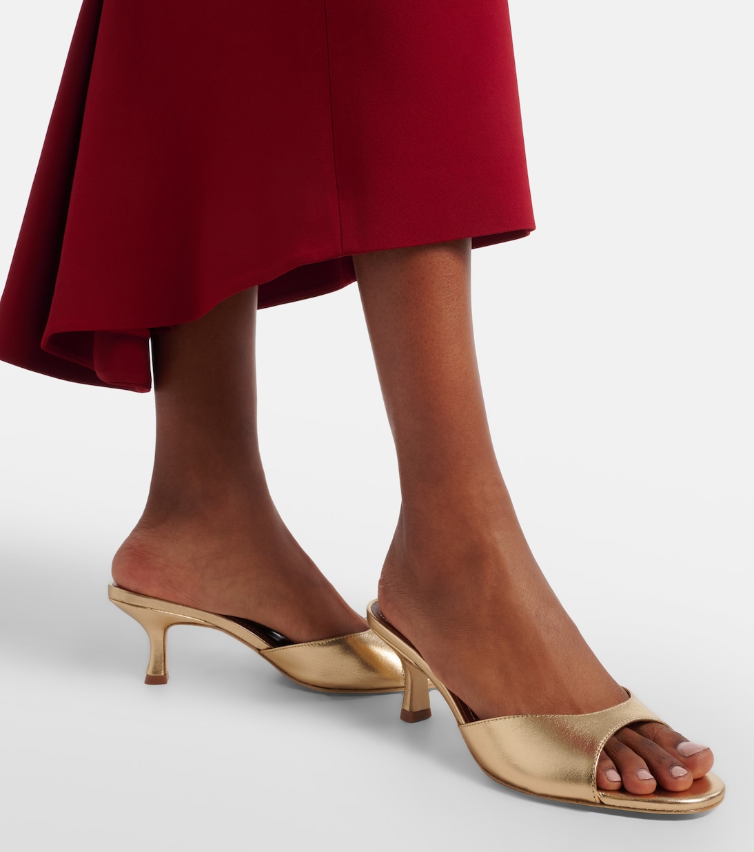 Brigitte 100 metallic leather mules | Staud