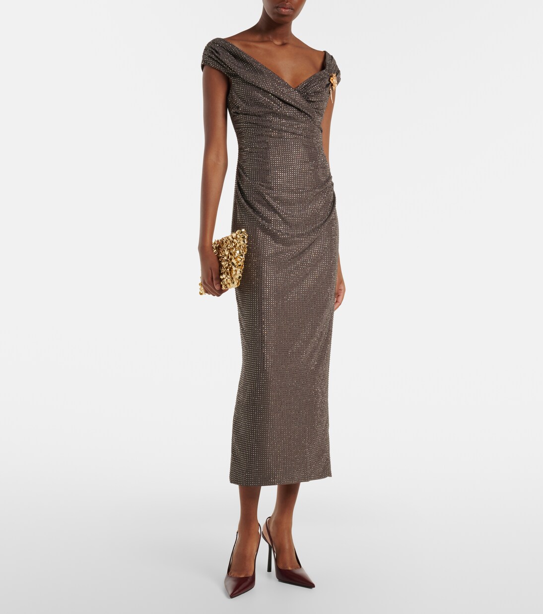 Midikleid aus Chiffon mit Kristallen | Roland Mouret