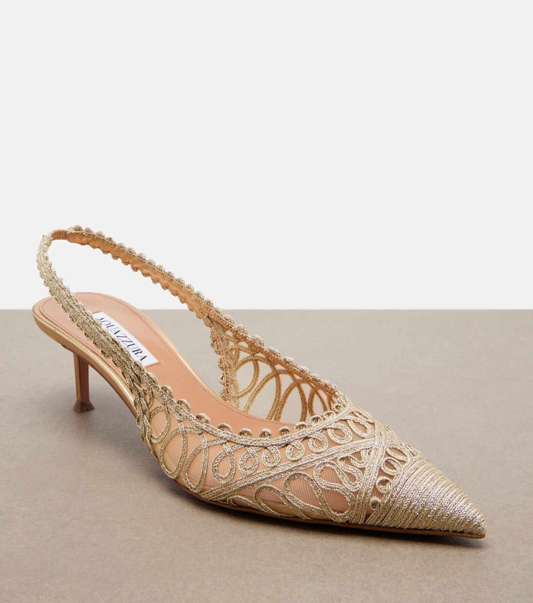 Kahlo metallic raffia and mesh pumps | Aquazzura