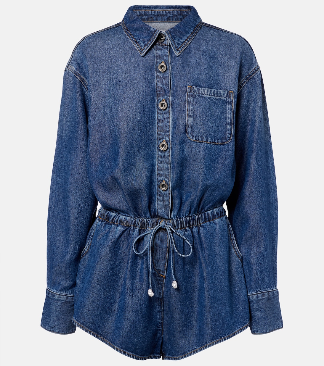 Denim romper | Self-Portrait