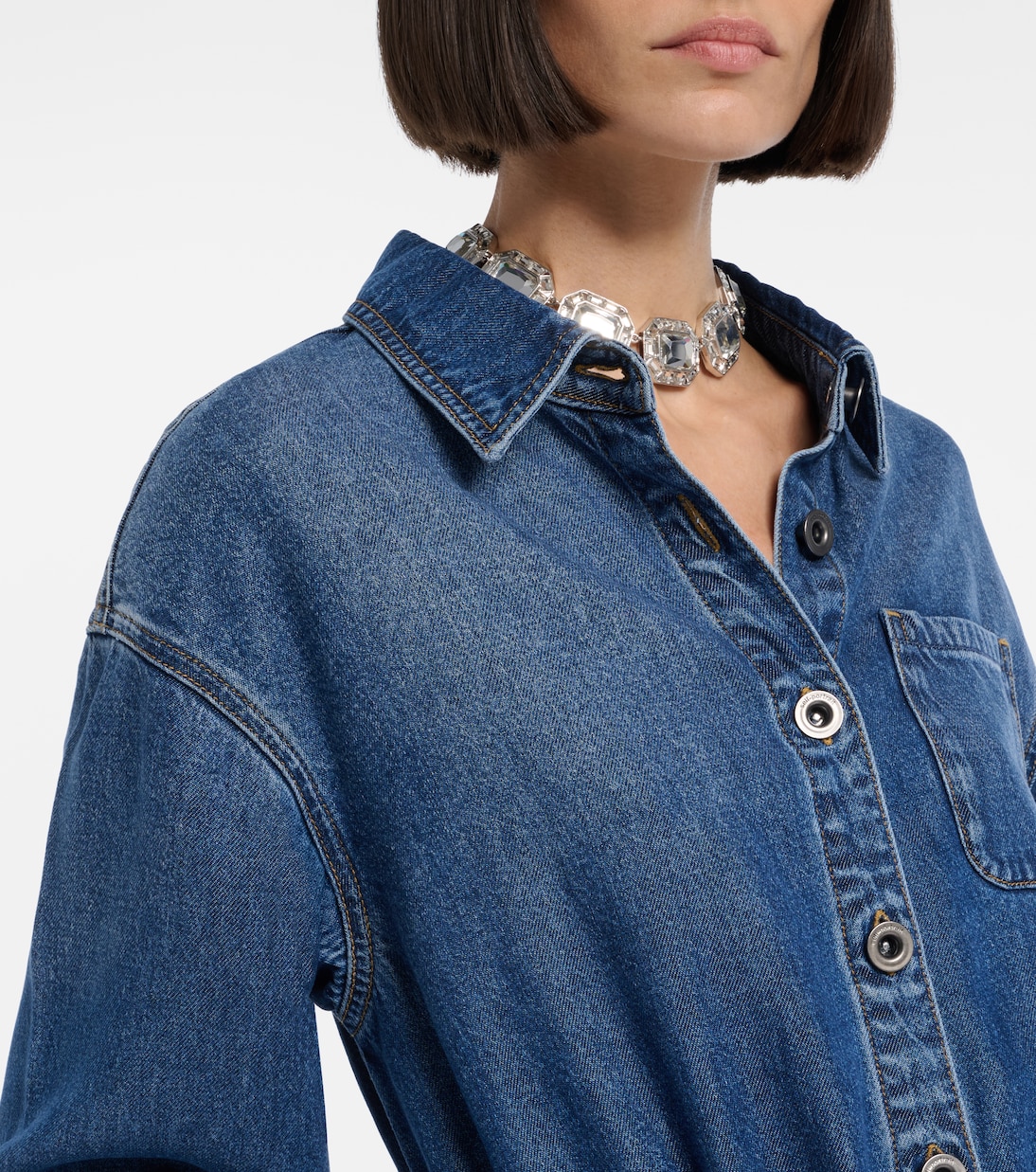Denim romper | Self-Portrait