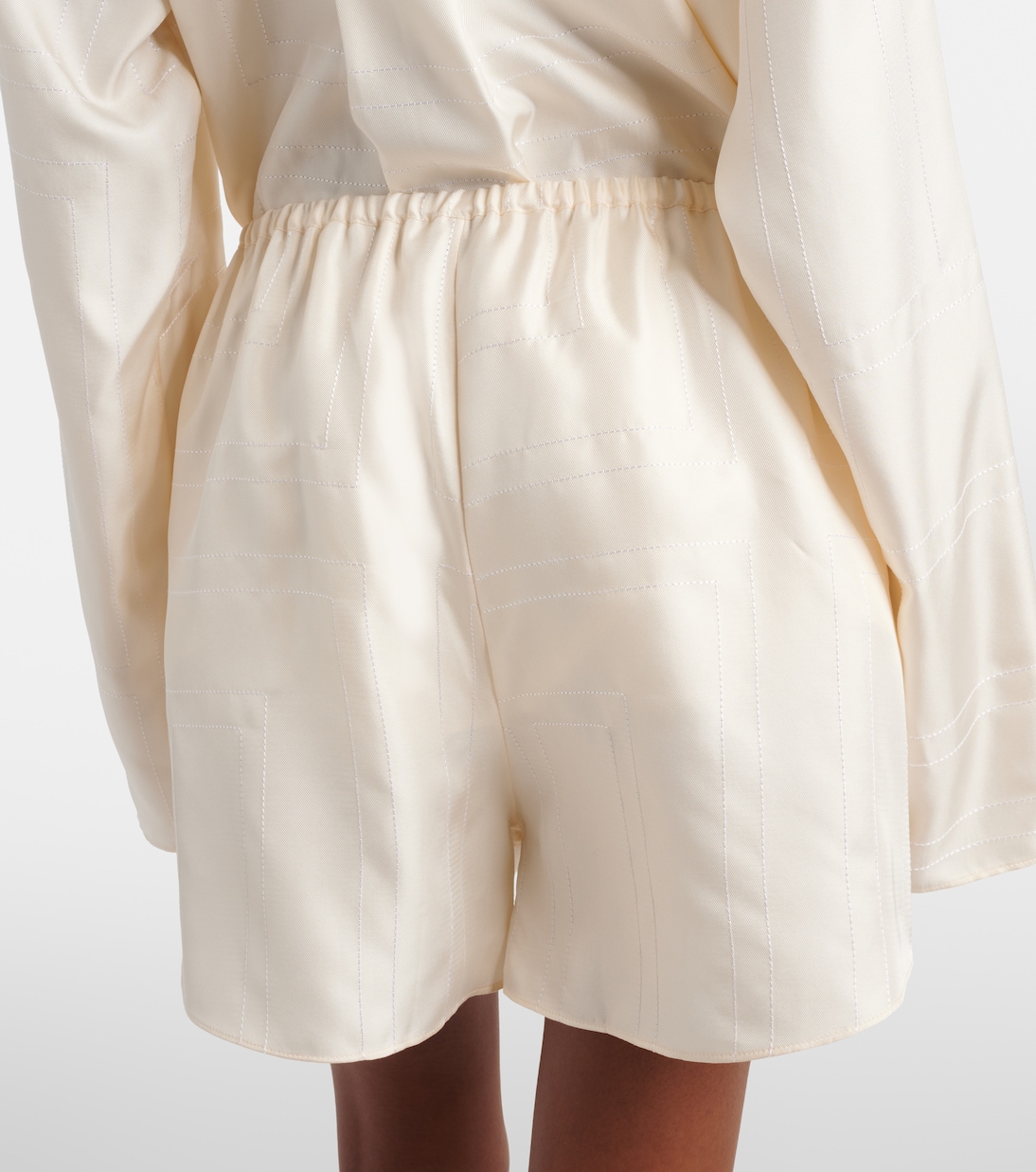 Embroidered silk satin pajama shorts | Toteme