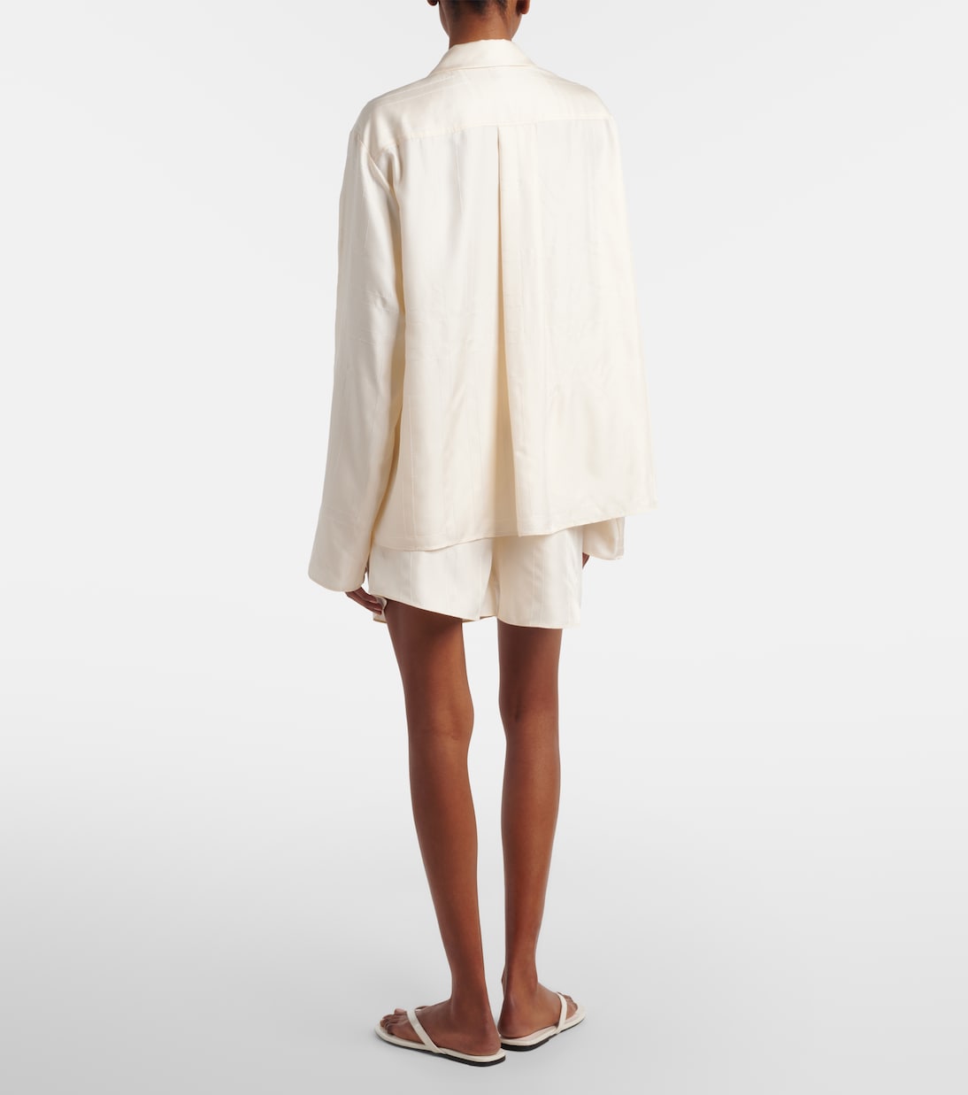 Embroidered silk satin pajama shorts | Toteme