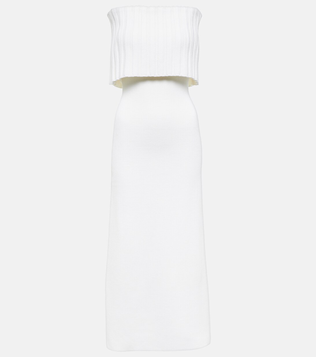 Robe midi Risette en laine à encolure bardot | Safiyaa