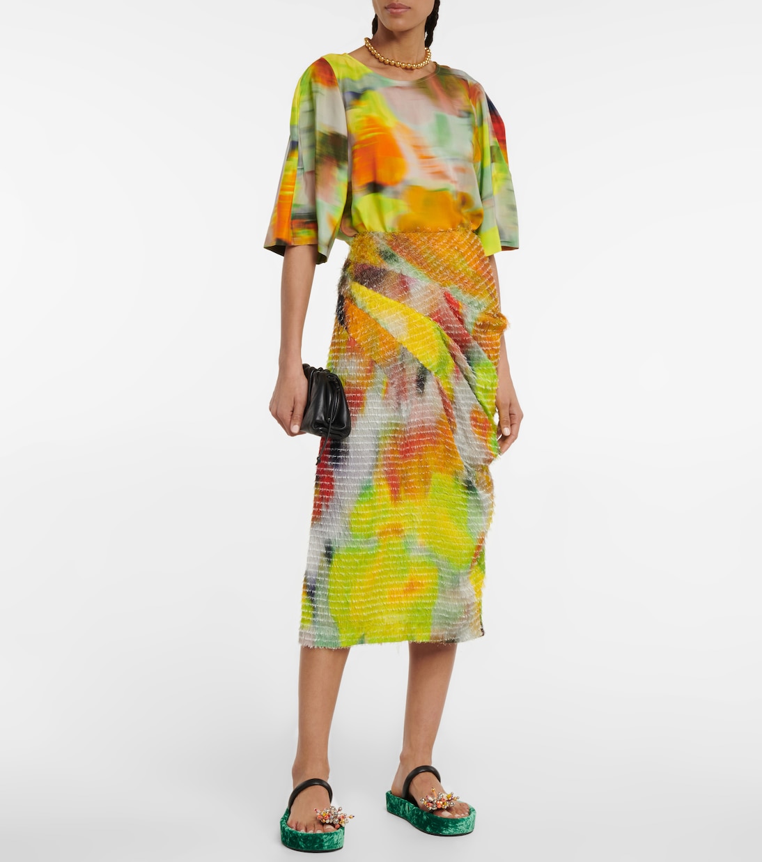 Bedruckter High-Rise-Midirock | Dries Van Noten