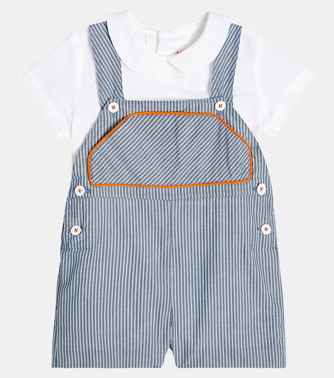 Bébé – Ensemble chemise et salopette rayées en coton | La Coqueta