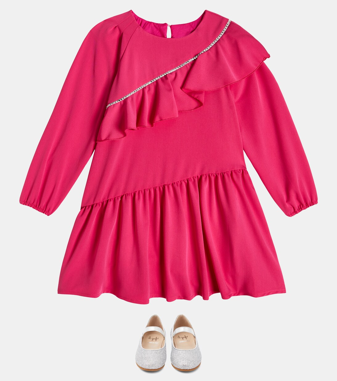 Abito con volant e cristalli | Monnalisa