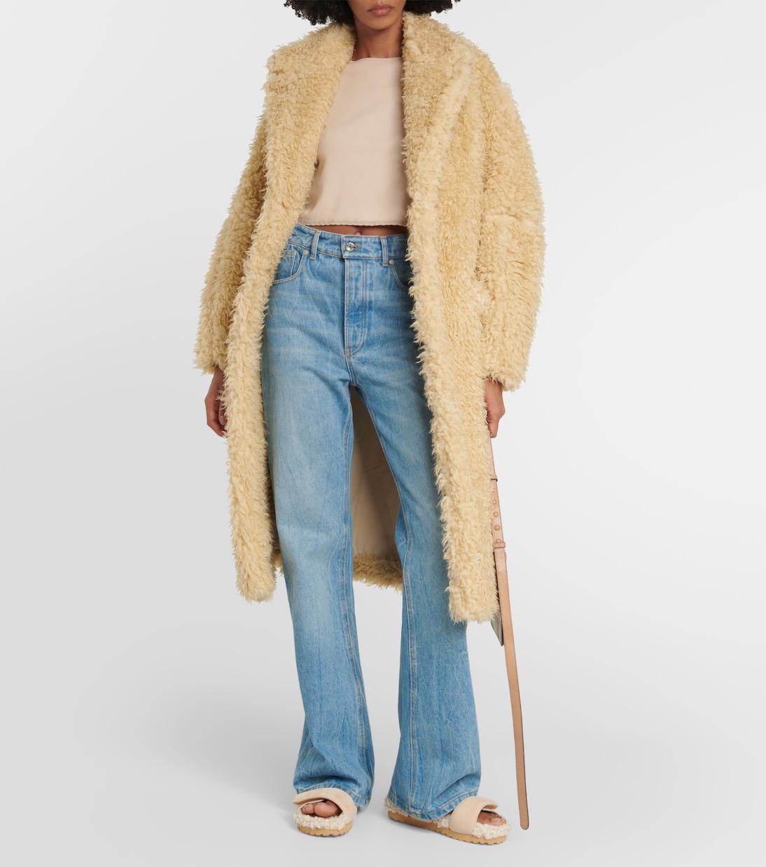 Alvine suede and shearling slides | Gia Borghini