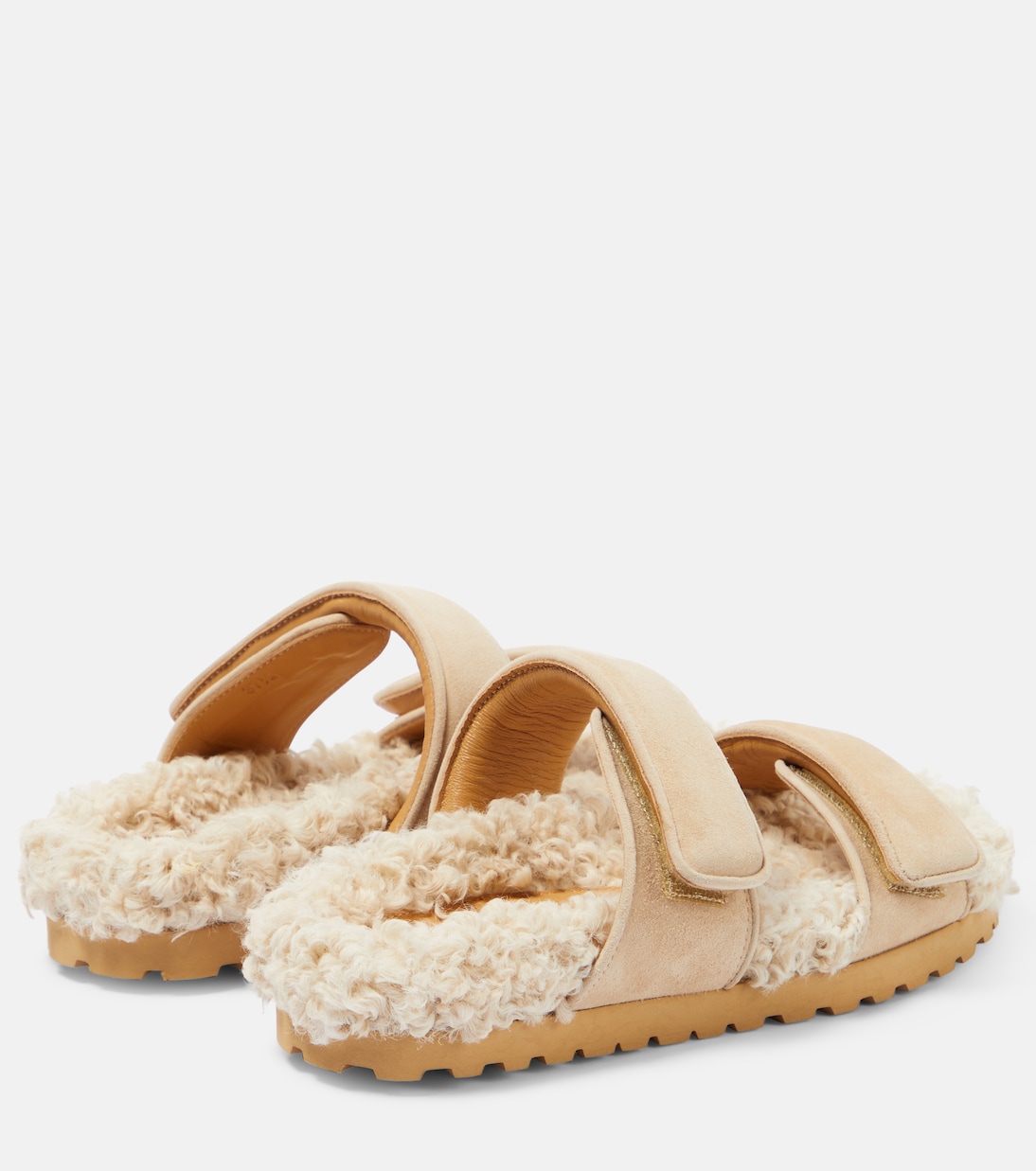 Alvine suede and shearling slides | Gia Borghini