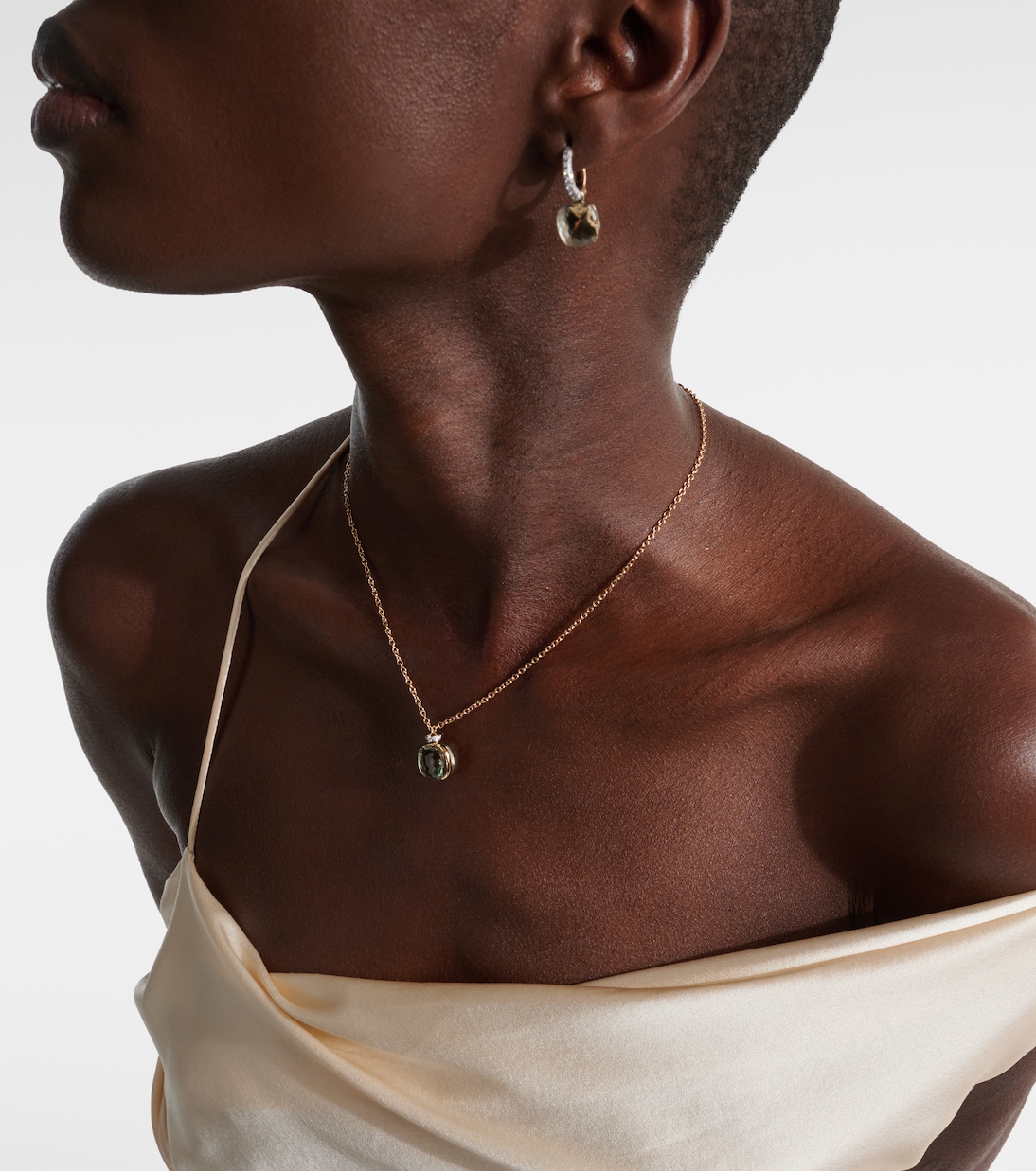 Collier Nudo en or rose 18 ct, prasiolite et diamants | Pomellato