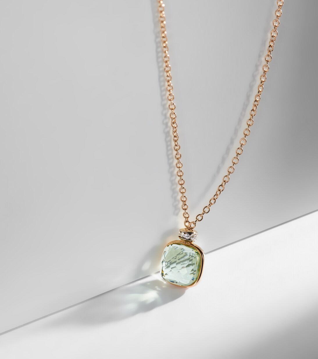 Collier Nudo en or rose 18 ct, prasiolite et diamants | Pomellato