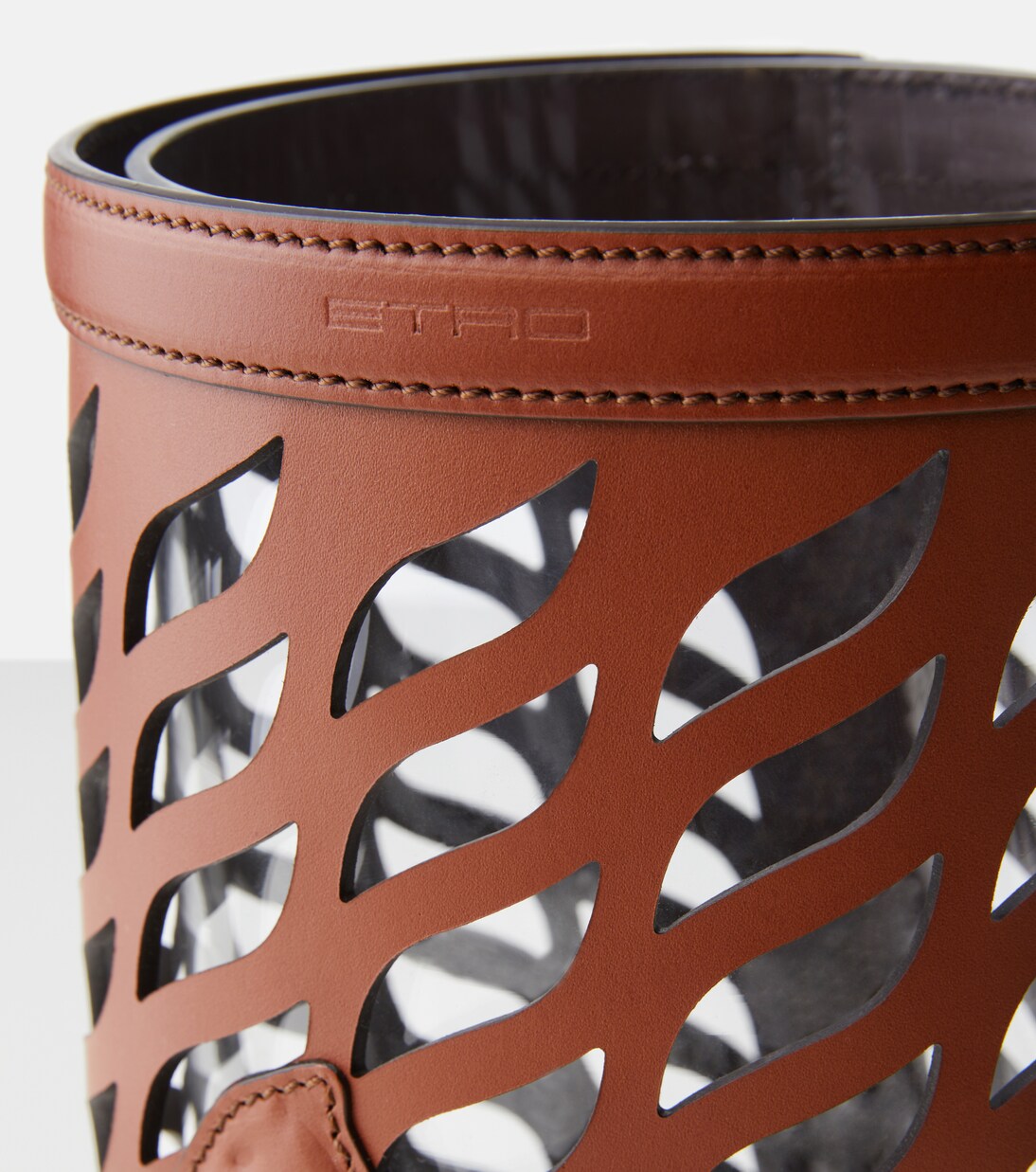 Pegaso leather-trimmed glass vase | Etro