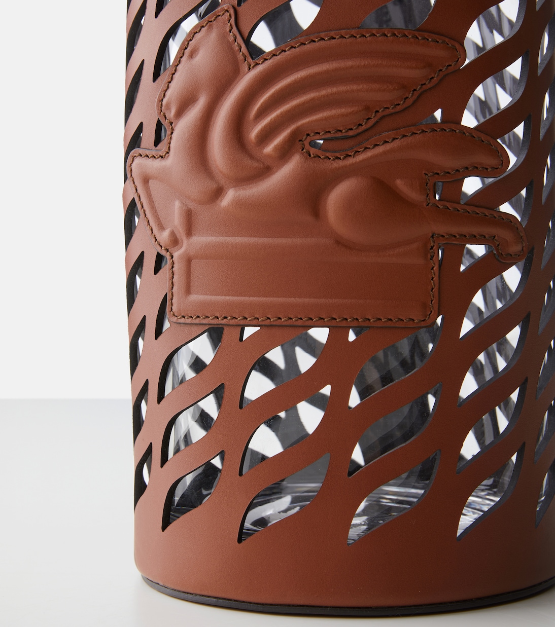 Pegaso leather-trimmed glass vase | Etro