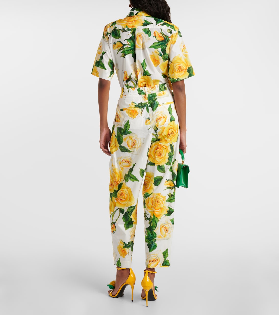 Bedruckte High-Rise-Hose aus Baumwolle | Dolce&Gabbana