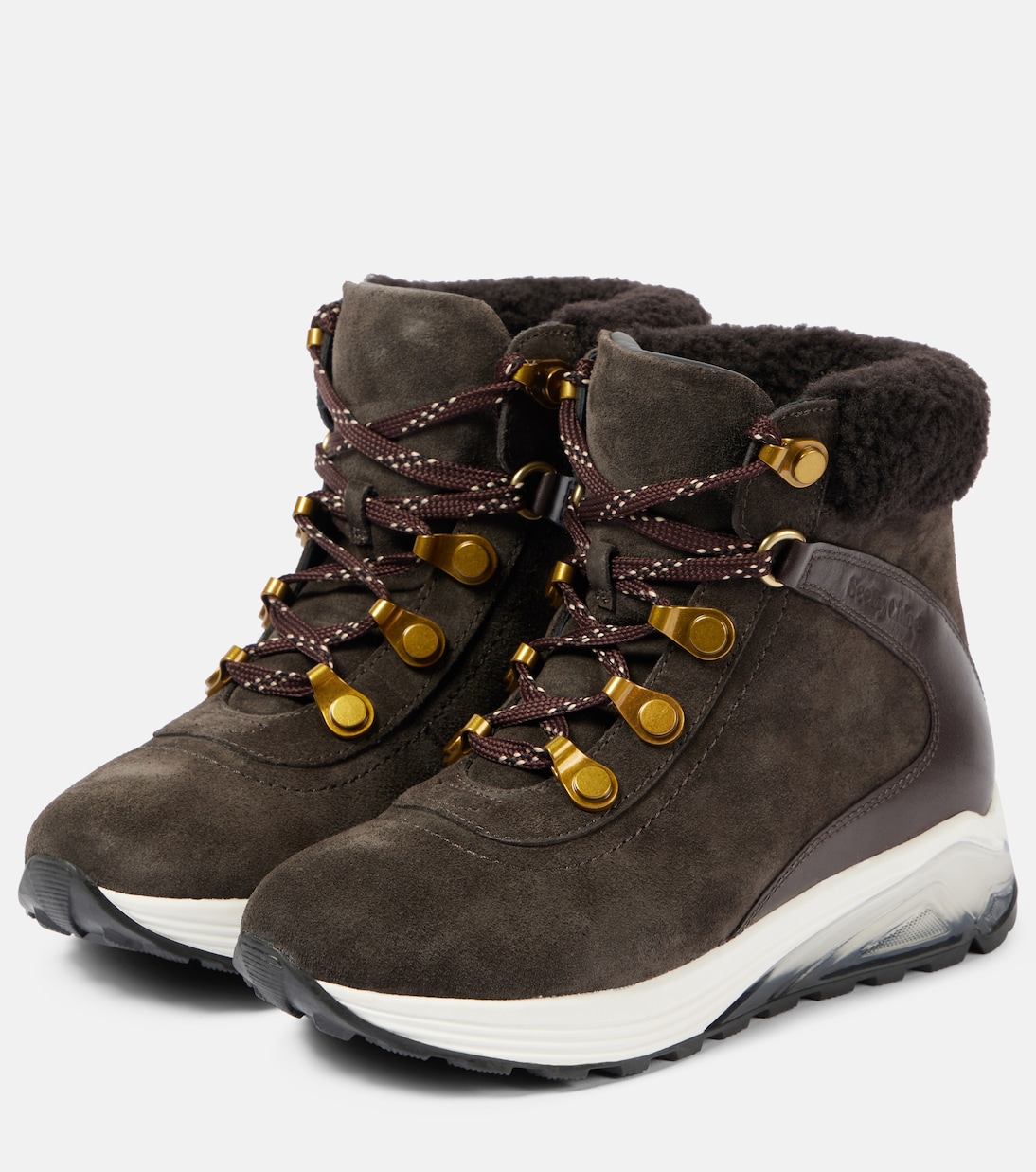 Brett shearling-trimmed suede hiking boots | See By Chloé
