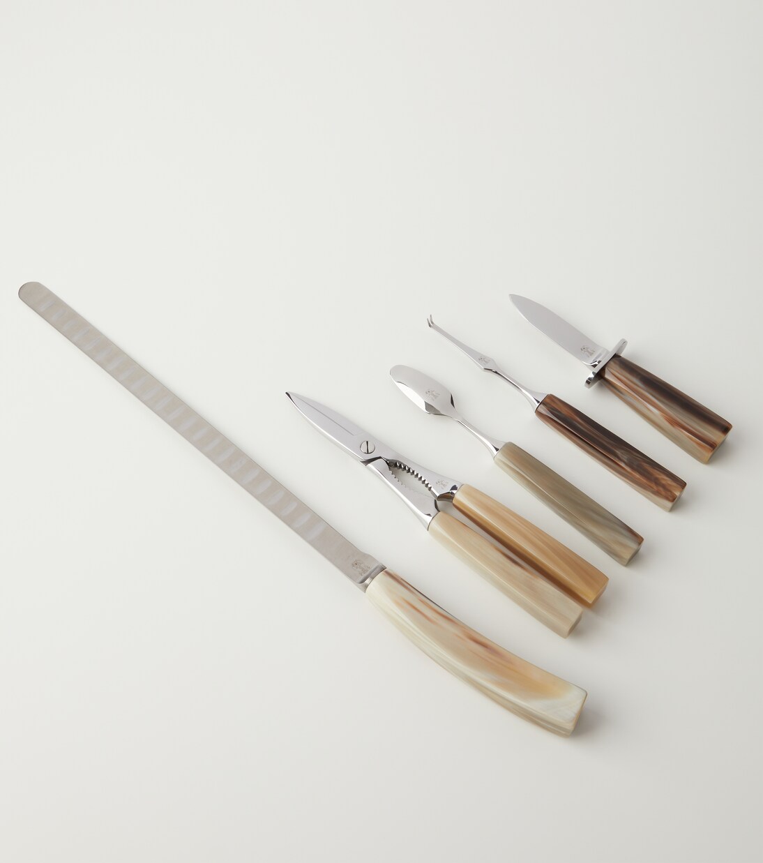 Set di posate da crudités in corno e acciaio inox | Brunello Cucinelli