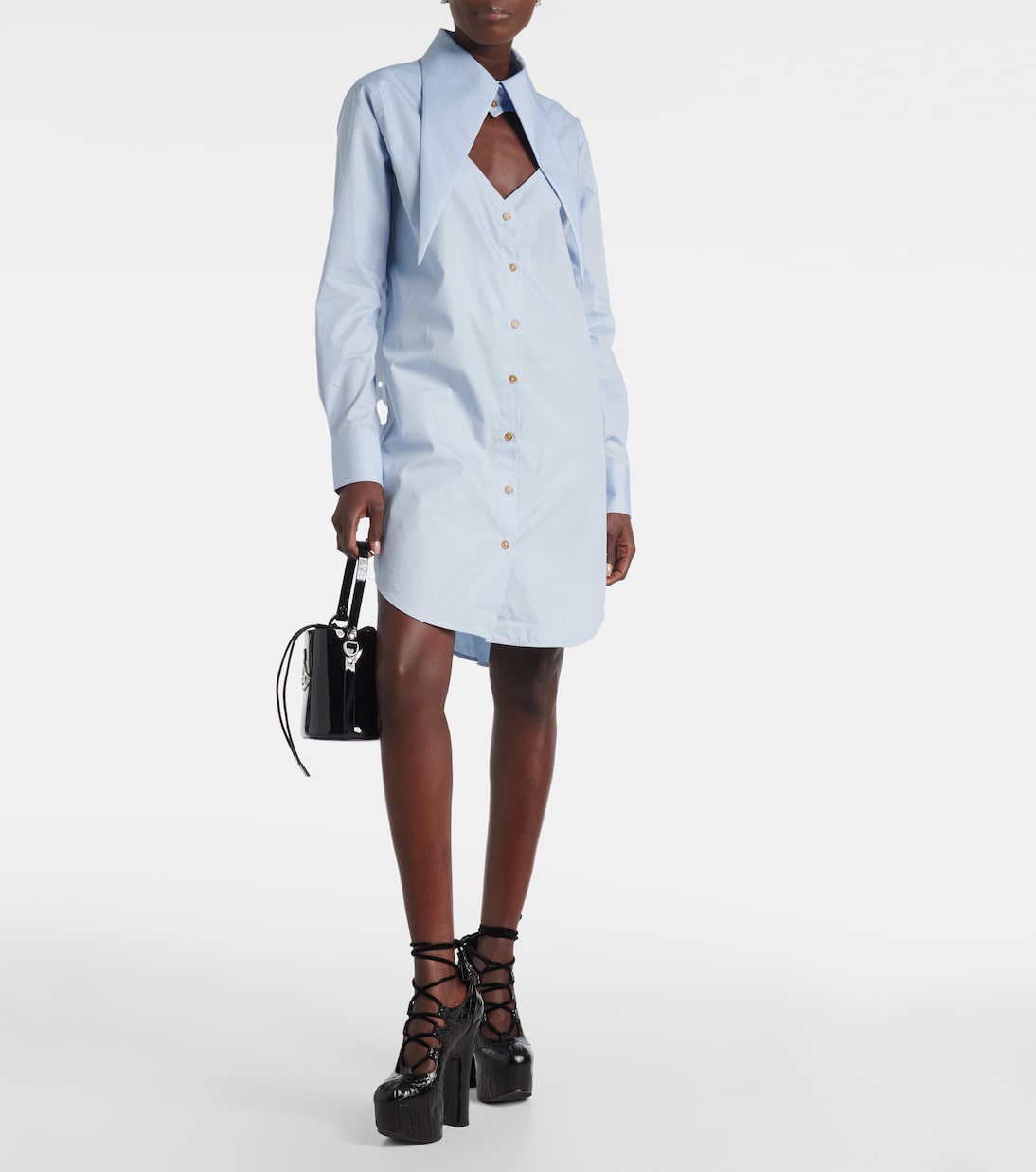 فستان ستايل قميص من القطن بأجزاء مقتصة Heart | Vivienne Westwood