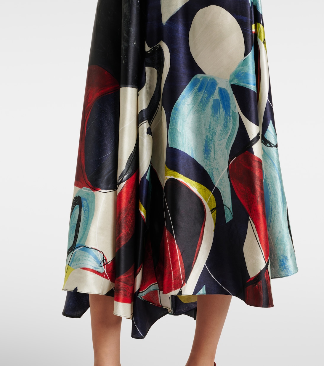 Abito midi Adriana in raso con stampa | Roksanda