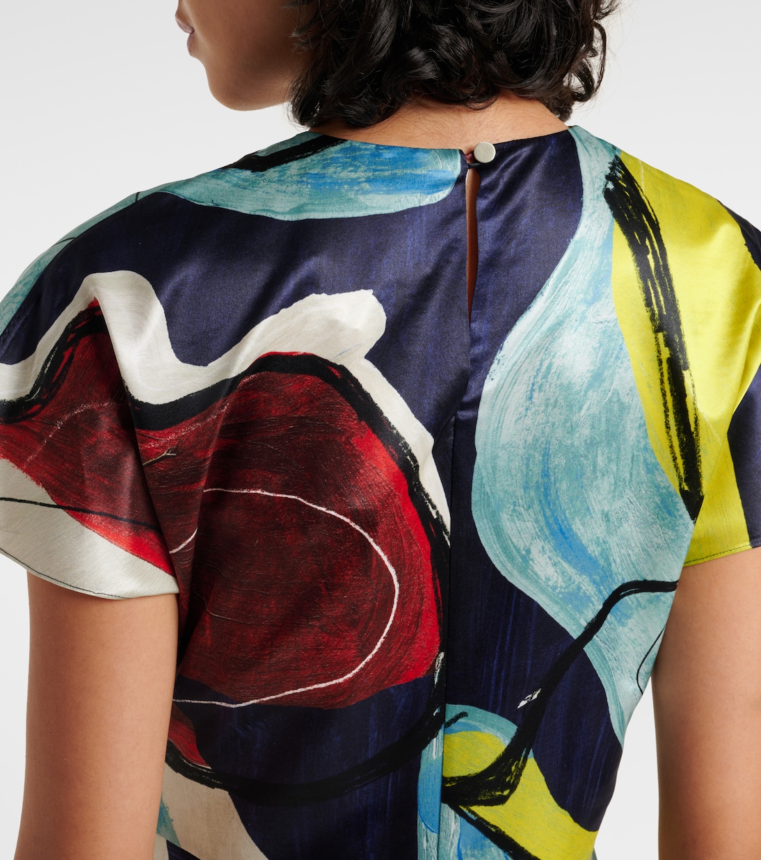 Abito midi Adriana in raso con stampa | Roksanda