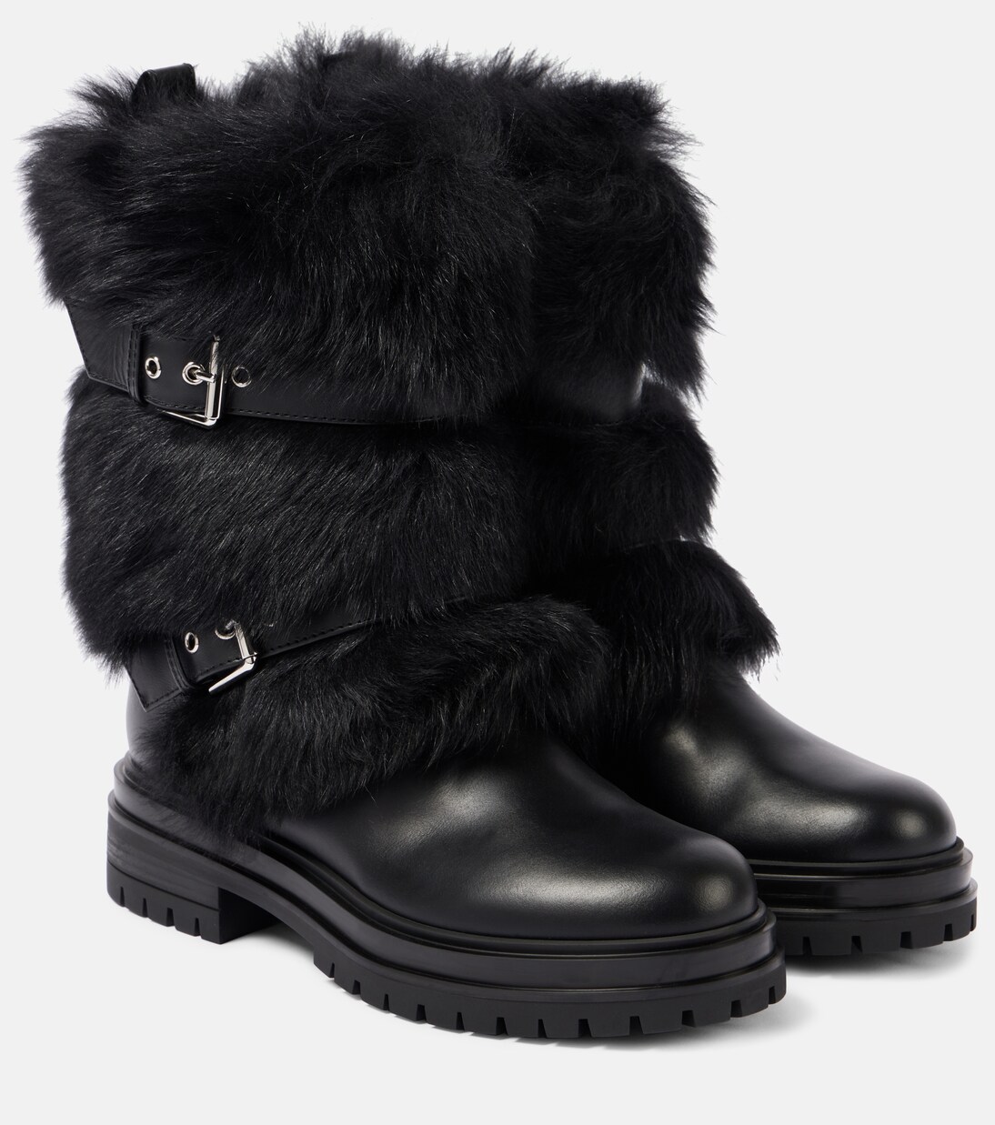 Maverick leather and shearling biker boots | Gianvito Rossi