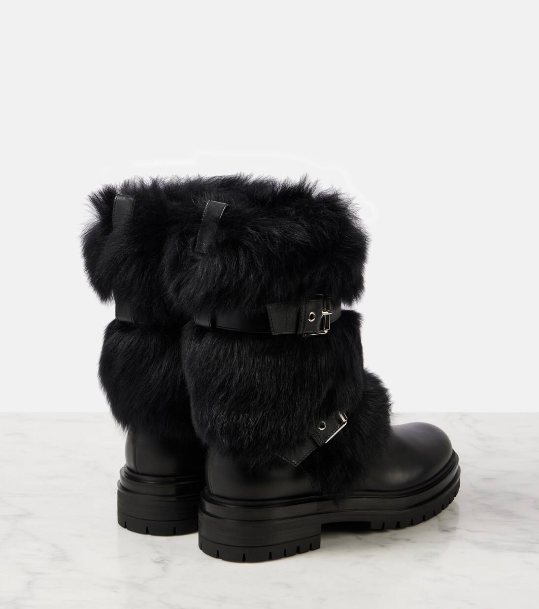 Maverick leather and shearling biker boots | Gianvito Rossi