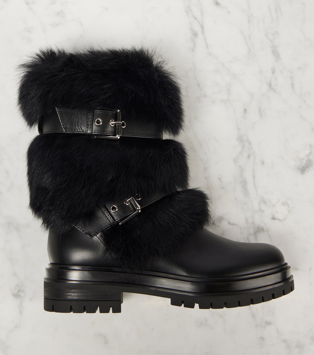 Maverick leather and shearling biker boots | Gianvito Rossi
