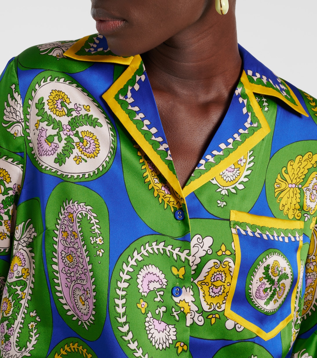 Bedrucktes Hemd aus Seidensatin | Alémais