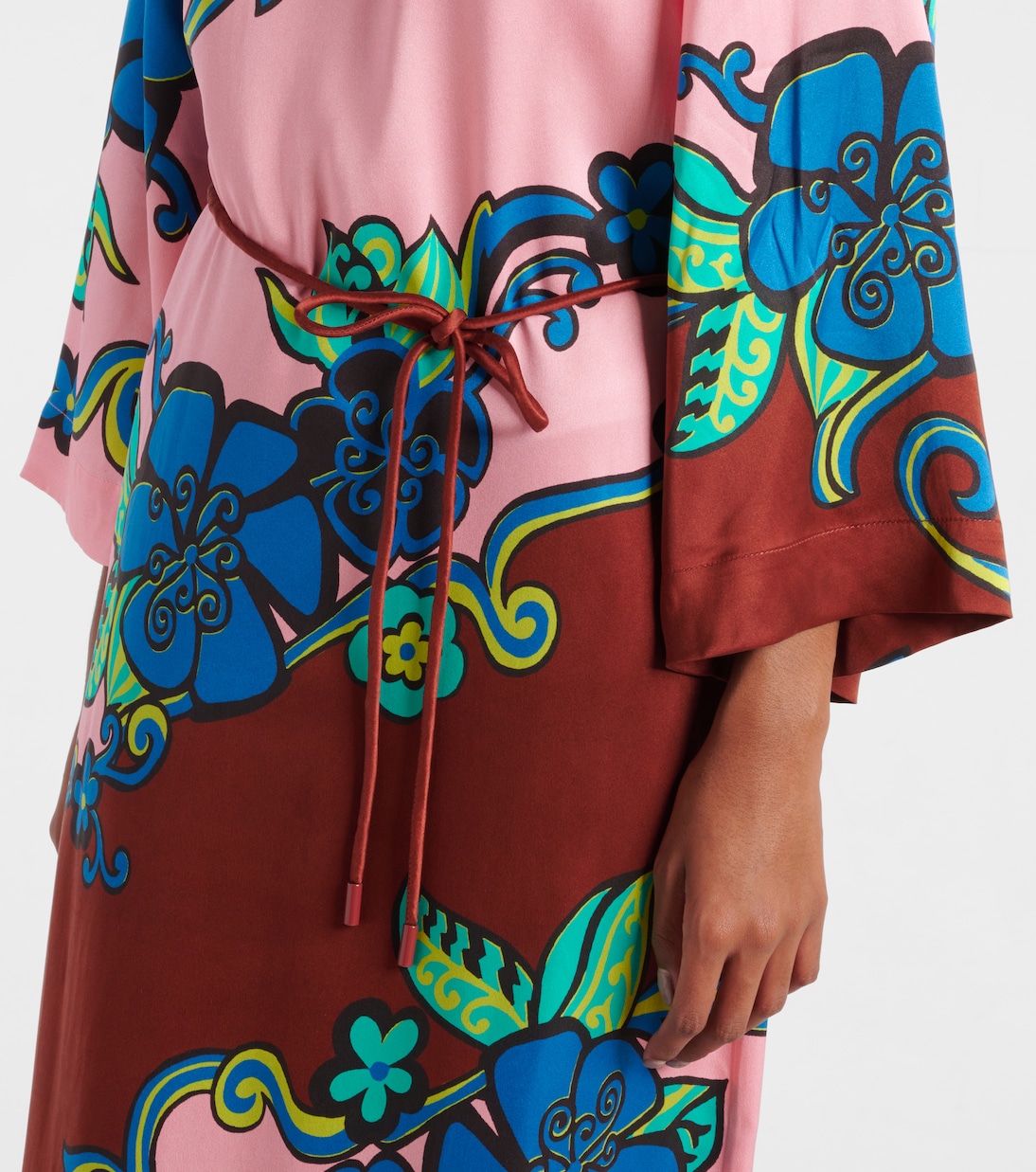 Robe longue imprimée en satin de soie | Alémais