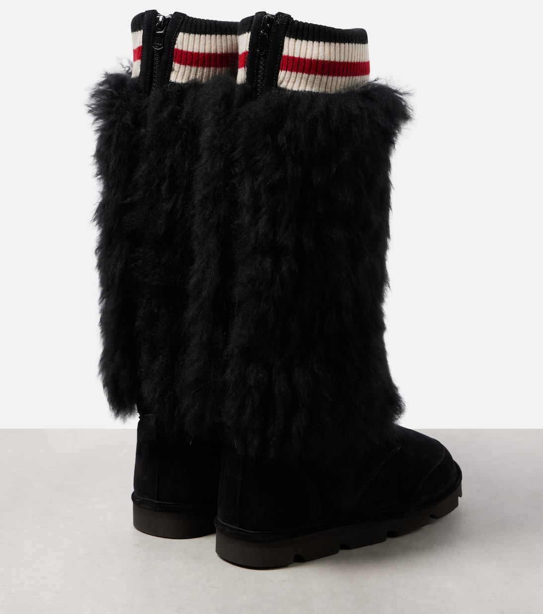 Mountain shearling-trimmed suede knee-high boots | Brunello Cucinelli