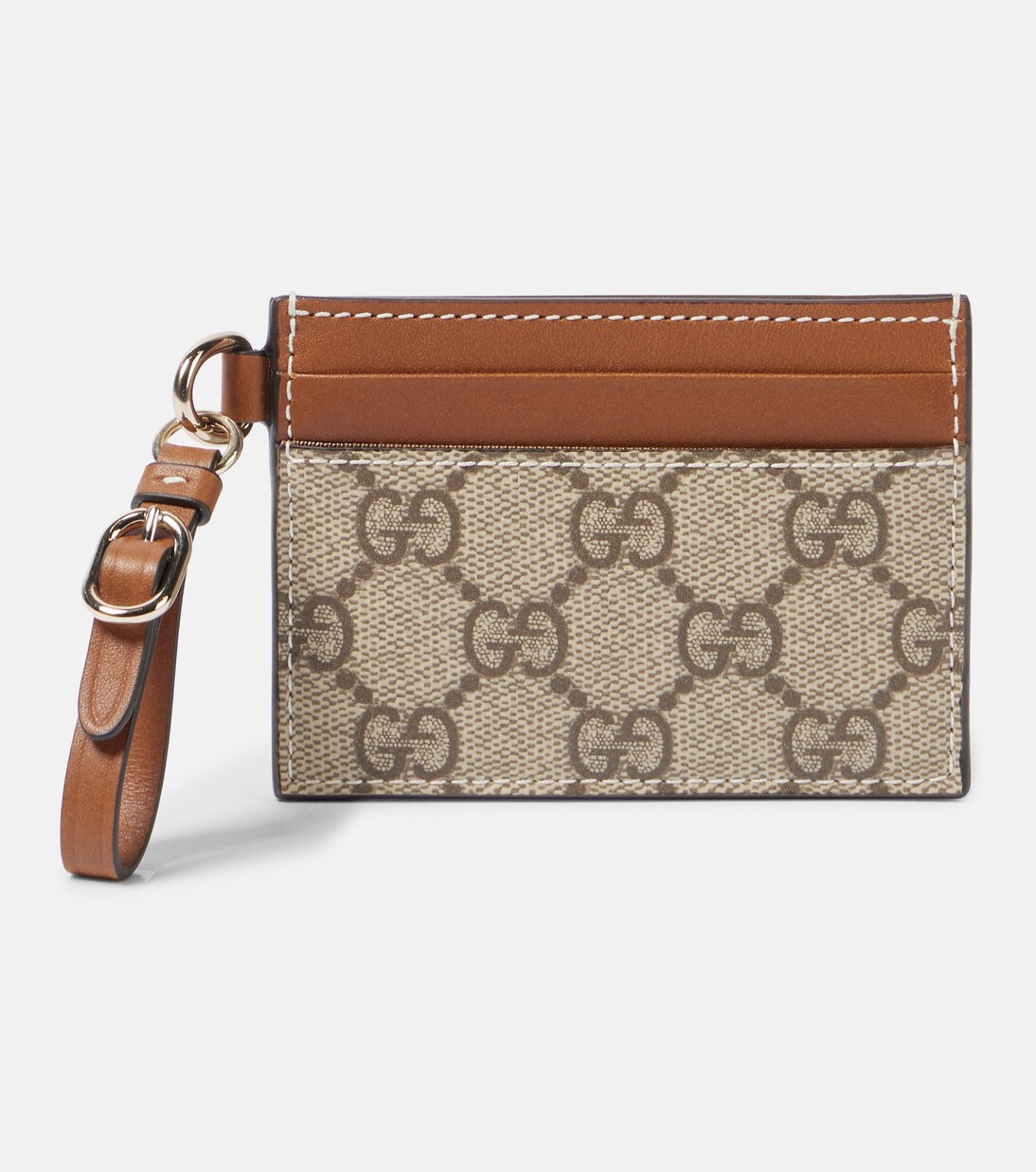 GG Canvas leather-trimmed card case | Gucci