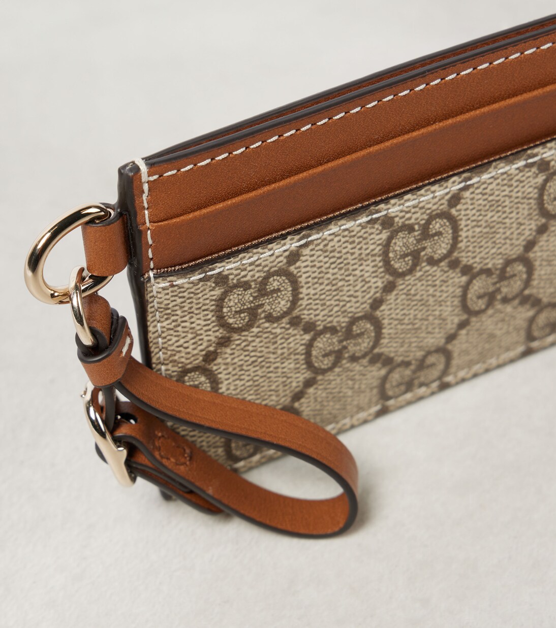 GG Canvas leather-trimmed card case | Gucci