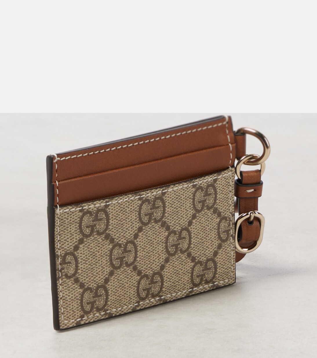GG Canvas leather-trimmed card case | Gucci