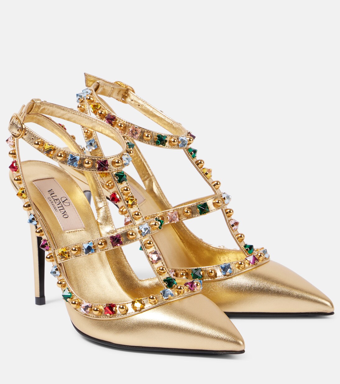 Rockstud 100 embellished leather pumps | Valentino Garavani